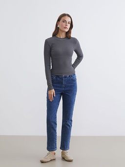 Beli Lastikli Slim Mom Kad?n Jean Pantolon