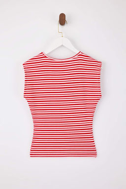 Wardrobe Essentials-Cok Renkli Cizgili Fitted/Vucuda Oturan Yumusak Orme Bluz TWOSS26BZ00108