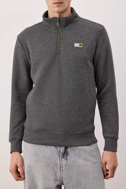 Siyah Regular/Normal Kesim Dokulu Etiket Detayl? Fermuarl? Sweatshirt TMNAW26SW00062 - Trendyolmilla фото 35