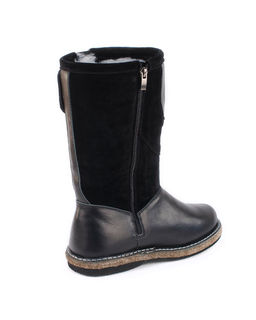 Монголки женские на войлочной подошве., Черные. Кожа. Молния. Подклад овчина.