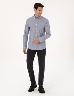 Lacivert Slim Fit Uzun Kollu G_mlek