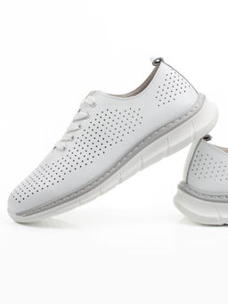 03-YE547-1 WHITE Полуботинки летние спортивные женские (натуральная кожа)