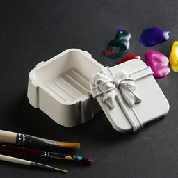 Шкатулка с крышкой для росписи гипс Фигурка с бантом, 7.5?7.5?3 см