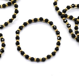 Кольцо на резинке с турмалином шерл шарик 2мм Радуга камня