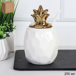 Банка для специй 250 мл с ложкой Ананас / CF432 /уп 54/ белая - ГалеонТрейд фото 3