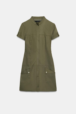 VESTIDO GABARDINA BOLSILLOS / Khaki oscuro - Zara фото 6
