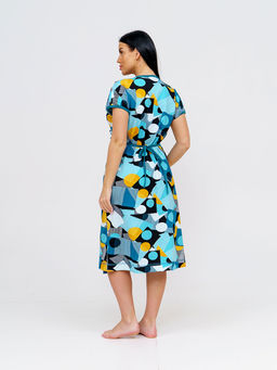 Халат женский, цвет голубой горчичный