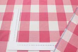 Вареный (стираный) хлопок Клетка (6.2*7.2см) цв.розовый коралл, ш.2.5м, хлопок-100%, 115гр/м.кв - Купава фото 3