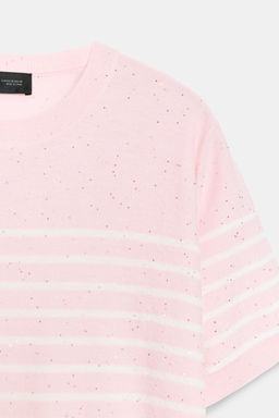 TOP PUNTO RAYAS LENTEJUELAS / Rosa pastel - Zara фото 7