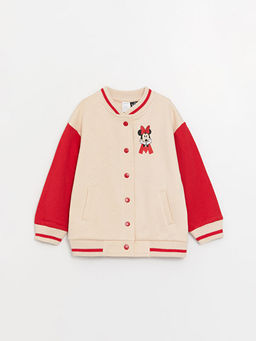 Kolej Yaka Uzun Kollu Minnie Mouse Bask?l? K?z Bebek Bomber Ceket