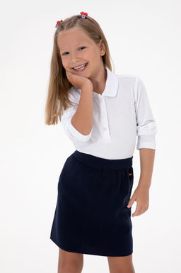K_z _ocuk Beyaz Polo Yaka Basic Sweatshirt Sepette S_rpriz _ndirim