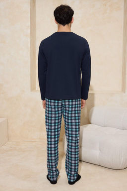 Lacivert Regular Ekose / Kareli Homewear Pijama Tak?m? TMNAW26PT00022 - Trendyolmilla фото 7