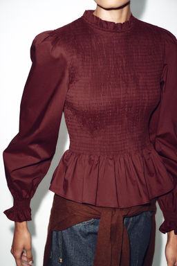 CAMISA NIDO DE ABEJA / Burgundy - Zara фото 2