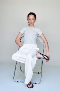 JEANS WIDE LEG CORDONES / Blanco - Zara фото 6