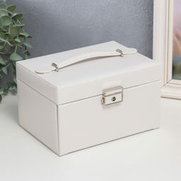 Шкатулка кожзам для украшений сундук Гладкость. Матовый белый 11х18х13,7 см