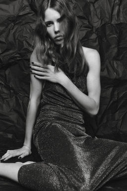 METALLIC THREAD OPEN BACK MAXI DRESS - Zara фото 15