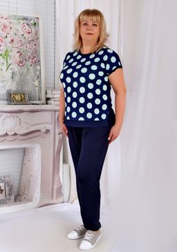 Футболка Красотка горох голубой - Марлен фото 3