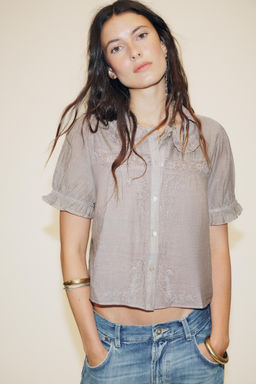 EMBROIDERED SHIRT WITH PETER PAN COLLAR - Zara фото 2