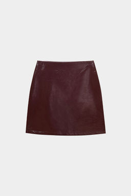 Юбка мини из лакированной жатой кожи - Mollis фото 6