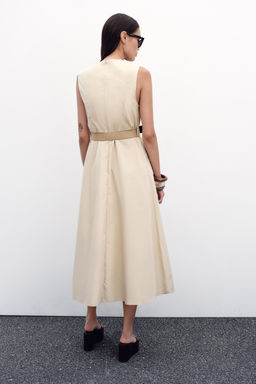 POPLIN MIDI DRESS WITH BELT - Zara фото 5