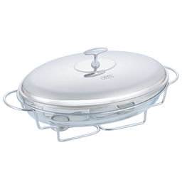 5028 GIPFEL Мармит овальный MARJORIE 35x24x6,5сm/3л со стеклянным контейнером, с двумя держателями для свечей. Материал: термостойкое стекло, цинковый сплав, нерж. Сталь  фото 2