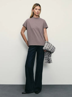 Футболка со спущенным плечом из хлопка / Zarina  фото 2