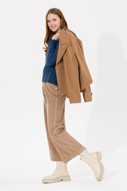 Kad_n Camel Flare Cropped Pantolon