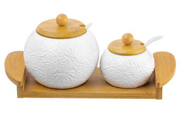 Набор - сахарница 550 мл + солонка 170 мл 27*11,5*12 см Розы + 2 ложки на дер. подст. - Elan gallery фото 13