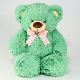 Мягкая игрушка Медведь, с бантиком, 60 см, цвет зелёный