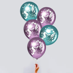 Воздушные шары латексные 12" «Единорожка», 50 шт., хром