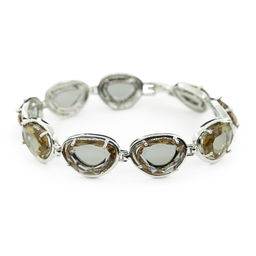 Султанит, браслет "Лаура", покрытие родий, 18см