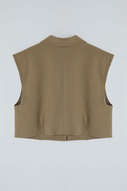 Trendyolmilla Limited Edition Vizon Regular Crop Dokuma Yelek TWOAW25YE00075  фото 7