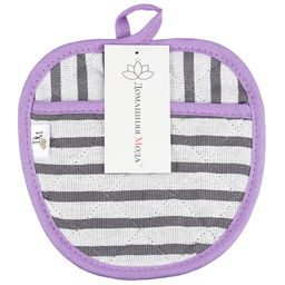 Прихватка с запахом 19х19см Лайн-3, форма Яблоко, рогожка 171г/м2, хлопок 100%, наполнитель - ватин 280г/м2, на пластмассовом подвесе, Домашняя мода (Россия)  фото 4