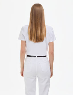 Beyaz Regular Fit V Yaka Basic Ti__rt