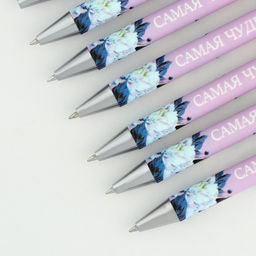 Цена за 10 шт. Ручка шариковая, синяя паста, 0.7 мм, пластик Самая чудесная