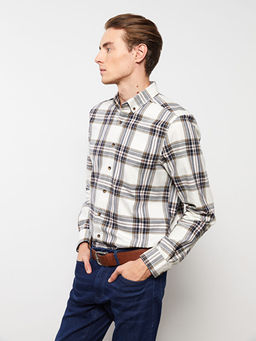 Regular Fit Uzun Kollu Ekose Gabardin Erkek G?mlek