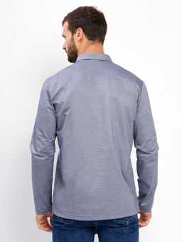 Джемпер мужской с воротником поло GREG G155-PM4-LT1636 (сине-серый)  фото 4