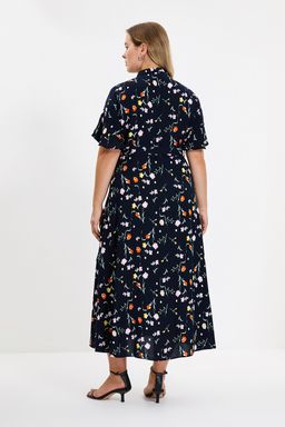 Siyah Kusakl? Y?rtmacl? Cicek Desenli Midi Dokuma Gomlek Elbise TWOSS20EL2822 - Trendyolmilla фото 16