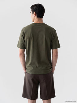 Standart Fit Nak??l? Bisiklet Yaka Erkek Ti??rt - Waikiki фото 3