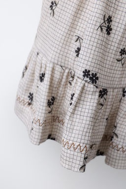 CHECK SKIRT WITH FLORAL PRINT - Zara фото 4