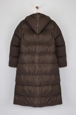 TRENDYOLMILLA Koyu Vizon Oversize Kal?p Kusakl? Kapusonlu Fermuarl? Su Itici K?sl?k Sisme Mont TWOAW25MO00057  фото 7