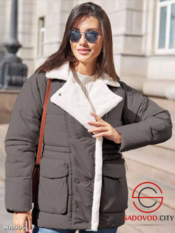 Женская теплая куртка на пуговицах - Bruno фото 2