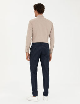 Темно-синие брюки узкого кроя из плотной ткани - Cacharel фото 4