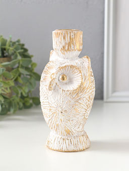 Подсвечник полистоун на 1 свечу "Филин. Золотые круги" d=2,2 см 7х6,5х14 см