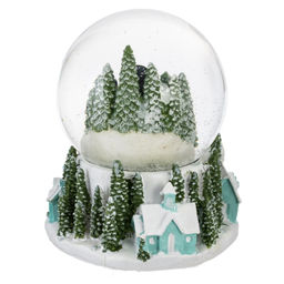 Фигур декор в стекл шаре "Снеговик/Дом" (подсв, муз, вьюга, AAAх3 н/п), D 10 см, L12 W11,5 H14 см, 2