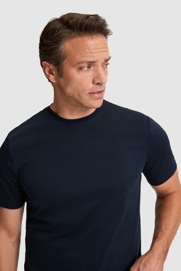 Erkek Koyu Lacivert Regular Fit Bisiklet Yaka Basic Ti__rt