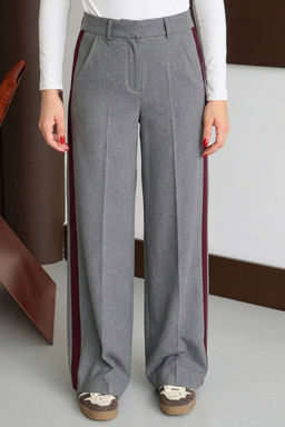 Antrasit Bordo Cizgili Dokuma Pantolon TWOSS26PL00013 - Trendyolmilla фото 5