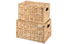 Набор 2 плетеных корзин 45*30,5*27,5 см, 40,5*25*25,5 см, с крышками, водный гиацинт