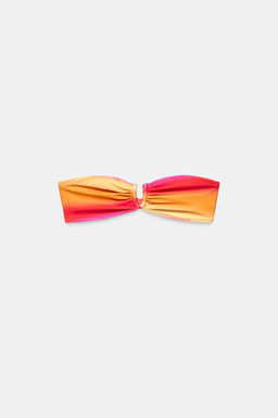 TOP BIKINI BANDEAU ESTAMPADO RAYAS / Rosa - Zara фото 4