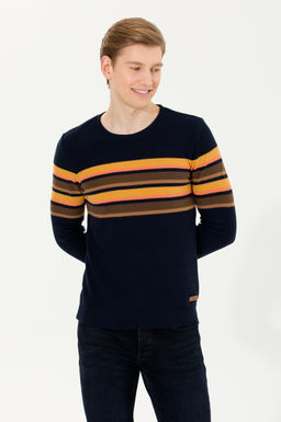 U. S. Polo Assn Мужской темно-синий трикотажный свитер с круглым вырезом - U.s. polo assn фото 2